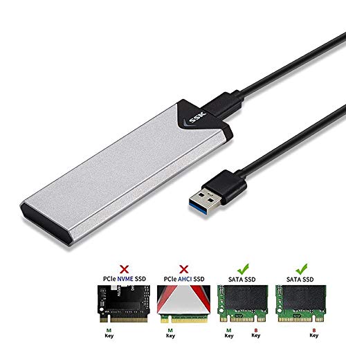 Product Cover SSK Aluminum USB 3.1 to M.2 NGFF SSD Enclosure Adapter, External SATA Based M.2 Solid State Hard Drive Enclosure (SATA Based)