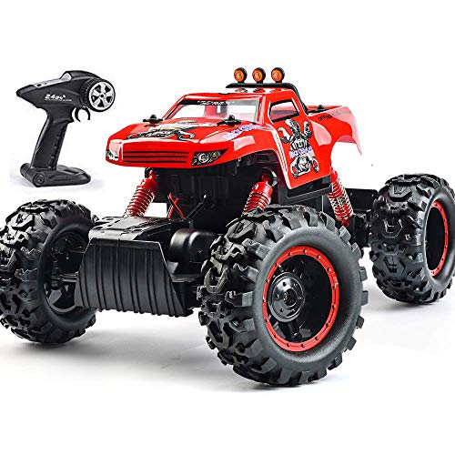 Product Cover Remote Control Trucks Monster RC Car 1: 12 Scale Off Road Vehicle 2.4Ghz Radio Remote Control Car 4WD High Speed Racing All Terrain Climbing Car Toys Car Gift for Boys （Red）