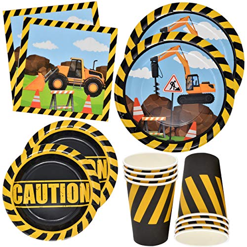 Product Cover Construction Themed Birthday Party Supplies Tableware Set 24 9