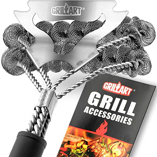 Product Cover Grill Brush Bristle Free & Scraper - Safe BBQ Brush for Grill - Non Wire Stainless Grill Cleaner/Cleaning Brush - Best Rated BBQ Accessories Scrubber - Safe for Porcelain/Weber Gas/Charbroil Grates