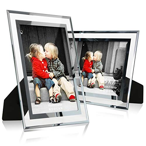 Product Cover NUOLAN 5x7 Glass Picture Frame Tabletop Mirror Photo Frames 5 by 7 for Home Office Business, Set of 2