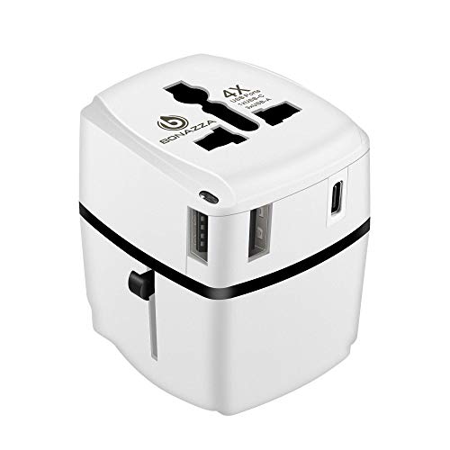 Product Cover All in ONE Universal Plug Power Adapter with 4 Fast Charging USB Ports - International Travel US to UK, Europe, AUS, Italy, China Compatible with Sockets Over 150 Countries [UL Test Pass]