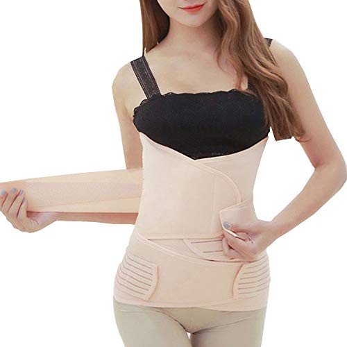 Product Cover Arkmiido Women's 3 in 1 Postpartum Recovery Belly Wrap Girdle Support Band/Belt Body Shaper (Beige)
