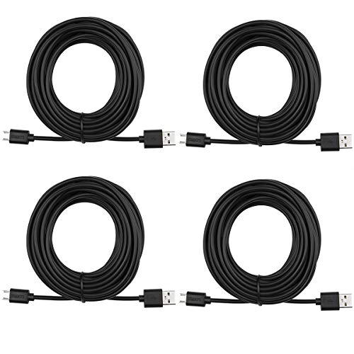Product Cover 4-Pack 25ft Security Camera Micro USB Extension Cable Compatible Wyze Cam Pan, YI Home Camera, Black