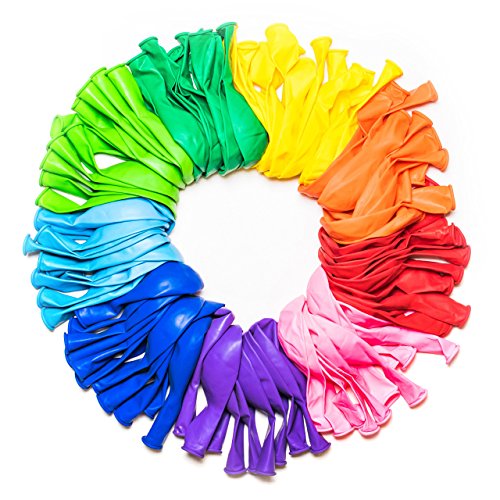Product Cover Dusico® Party Balloons 12 Inches Rainbow Set (100 Pack), Assorted Colored Party Balloons Bulk, Made With Strong Latex, For Helium Or Air Use. Birthday Balloon Arch Supplies, Decoration Accessory
