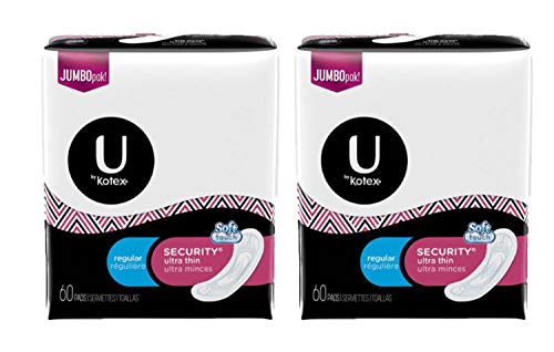 Product Cover U by Kotex Security Ultra Thin, Regular, Unscented, 60 Count (Pack of 2)
