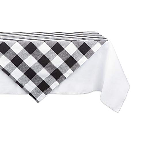 Product Cover DII CAMZ11253 Cotton Buffalo Check Plaid Square Table Topper for Family Dinners or Gatherings, Indoor or Outdoor Parties, Everyday Use 40x40 Black