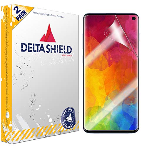 Product Cover DeltaShield Screen Protector for Samsung Galaxy S10 (6.1 inch)(2-Pack)(Case Compatible Design) BodyArmor Anti-Bubble Military-Grade Clear TPU Film