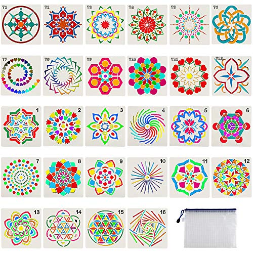 Product Cover 28 Pack Mandala Dot Painting Templates Stencils for DIY Painting Art Projects ...