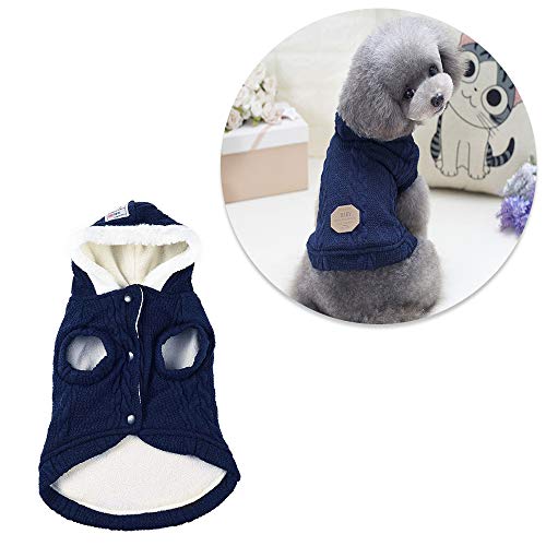 Product Cover Petilleur Dog Sweater Hoodies Winter Coats Puppy and Kitten Clothes Warm Clothes for Mini and Small Dogs and Cats (XL, Blue)