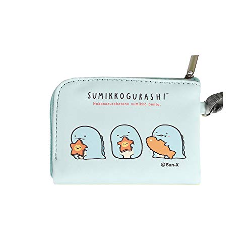 Product Cover Sumikko Gurashi-Cute Mini Card Neck Pouch- Money Clip and Card Holder Wallet, Zipper Corner Wallet (Blue)