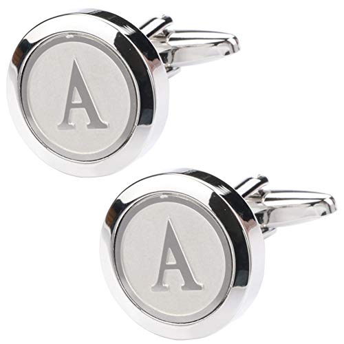 Product Cover Dannyshi Mens Classic Stainless Steel Initial Cufflinks 26 Alphabet Initial Letter Cufflinks Business Wedding Shirts A-Z