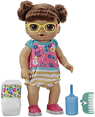Product Cover Baby Alive Step 'N Giggle Baby Brown Hair Doll with Light-Up Shoes, Responds with 25+ Sounds & Phrases, Drinks & Wets, Toy for Kids Ages 3 Years Old & Up