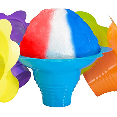Product Cover Super Cute Flower Cups 10 Pack. Colorful, Leak Proof Small Bowls Are Perfect Snow Cone Supply for Kids Birthday Party or Summer Cookout. Easy Grip, Reusable Bowl For Shaved Ice, Snacks or Ice Cream