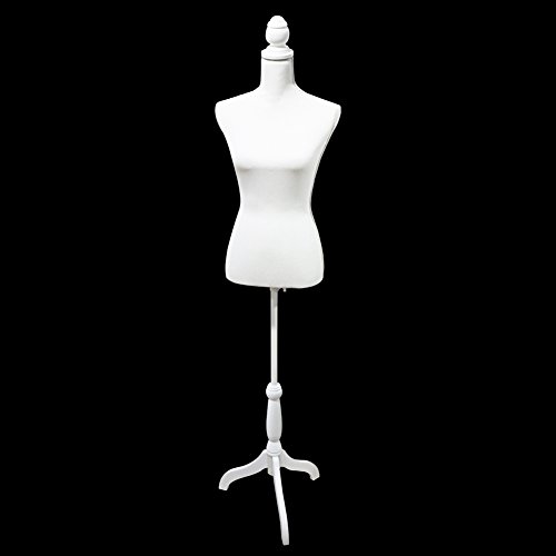 Product Cover Female Mannequin Torso Body Dress Form with White Adjustable Tripod Stand for Clothing Dress Jewelry Display, White
