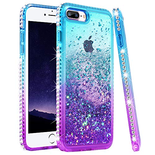 Product Cover Ruky iPhone 7 Plus Case, iPhone 8 Plus Glitter Case, Colorful Quicksand Series Soft TPU Bling Diamond Flowing Liquid Floating Girls Women Case for iPhone 6 Plus 6s Plus 7 Plus 8 Plus (Teal Purple)