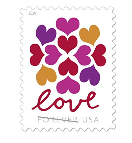 Product Cover Hearts Blossom Love US Forever Stamps Wedding, Celebration, Graduation (5 Sheets, 100 Stamps)