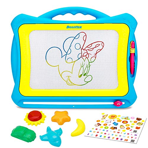 Product Cover Biulotter Magnetic Drawing Board Colors Writing Painting Sketching Pad with 5 Stamps and Sticker for Toddler Boy Girl Kids Skill Development