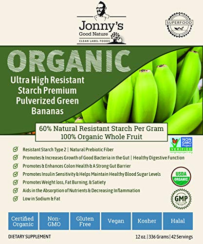 Product Cover Organic Prebiotic Resistant Starch Superfood | Ultra High Resistant Starch Premium Pulverized Green Bananas | On Average [10x's] More Prebiotic Fiber Than Any Other Green Banana Flour On The Market