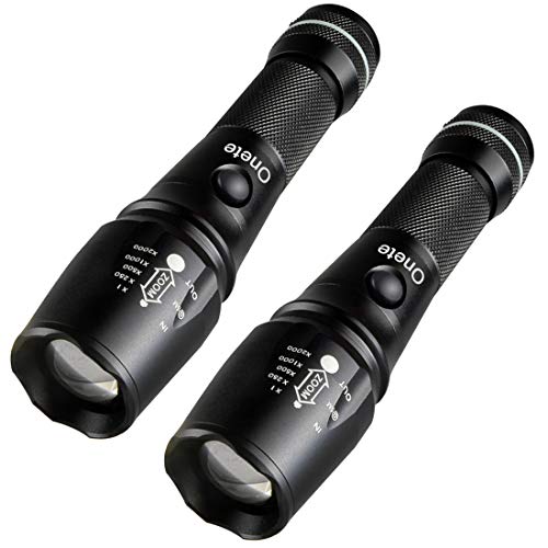 Product Cover Flashlights, LED Flashlight T6 Brightest LED Flashlight with 5 Modes Waterproof Flashlight for Biking Camping (T6D 2PACK)