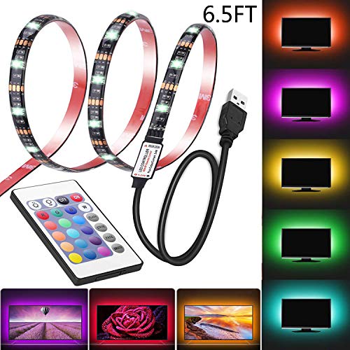 Product Cover Led Strip Lights 6.56ft for 40-60in TV USB Backlight Kit with Remote, 16 Color 5050 Bias HDTV, for 40-60