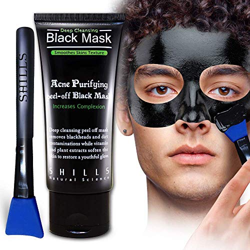 Product Cover SHILLS Black Mask for Men, Black Mask Purifying Peel Off Mask, Charcoal Mask, Blackhead Removal Mask, Peel Off Face Mask, Charcoal Face Mask and a Brush Set