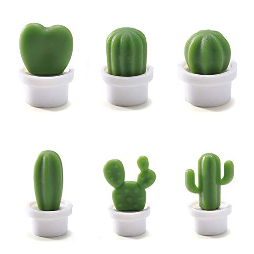 Product Cover 6 Pcs Cute Refrigerator Magnets Cactus Magnets Fridge Magnet Locker Magnet Funny Cute Magnets for Home Kitchen Decor (White)