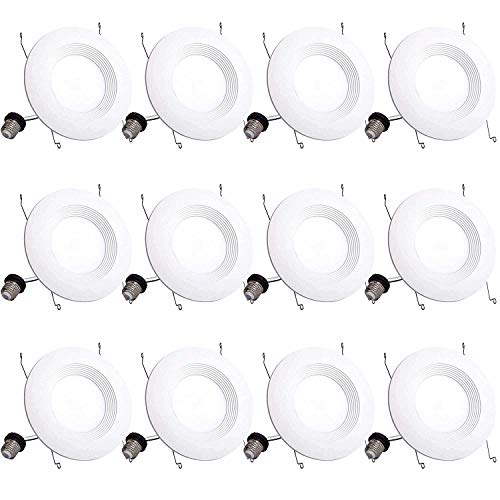 Product Cover Bbounder Lighting 12 Pack 5/6 Inch LED Recessed Downlight, Baffle Trim, Dimmable, 13W=100W, 3000K Warm White, 1000 LM, Damp Rated, Simple Retrofit Installation - UL + Energy Star No Flicker