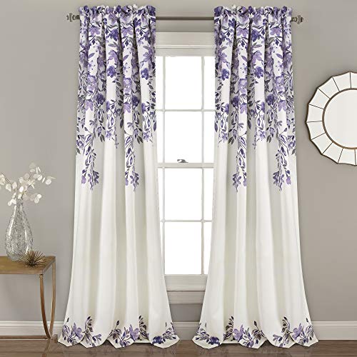 Product Cover Lush Decor Tanisha Curtains | Room Darkening Floral Vine Print Design Window Panel Set (Pair), 84