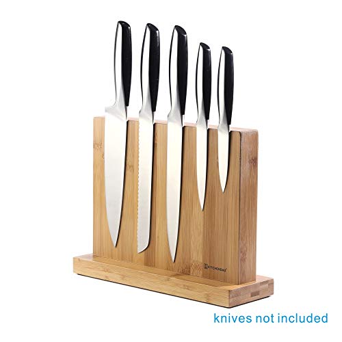 Product Cover KITCHENDAO Luxury Magnetic Knife Block Holder with Enhanced Magnets, Eco-friendly Bamboo, Cutlery Display Stand and Storage Rack, Large Capacity, Easy to Reach, Easy to Clean