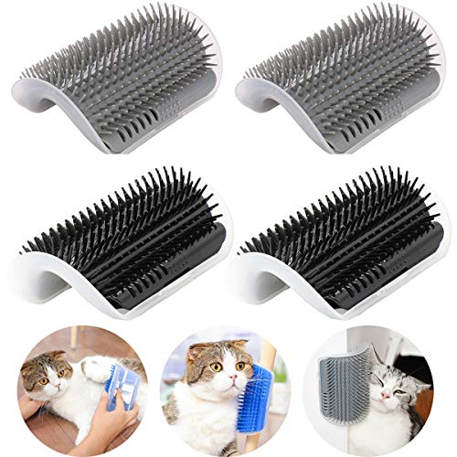 Product Cover IMISNO 4 Pack Cat Self Groomer with Catnip Pouch,Cats Corner Massage Comb Grooming Brush Tool for Kitten Puppy (2 Black/2 Grey)