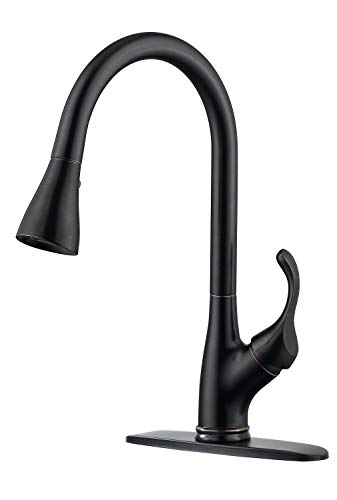 Product Cover APPASO Kitchen Faucet with Pull Down Sprayer Oil Rubbed Bronze, Single Handle High Arc Pull Out Spray Head Kitchen Sink Faucet with Deck Plate