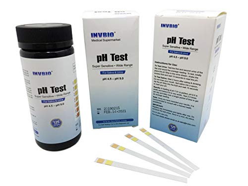 Product Cover [125 ct] INVBIO Human Body pH Level Test, Best PH Test Strip for Urine and Saliva, Alkaline & Acidic pH Paper, pH Range 4.5-9.0, 15 Seconds to Read Result, Easy to Use