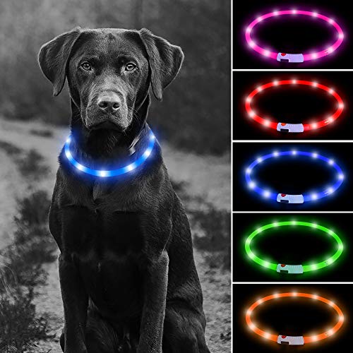 Product Cover Higo LED Dog Collar, USB Rechargeable Glowing Pet Safety Collar, Silicone Cuttable Light Up Collars for Your Small Medium Large Dogs(Blue)