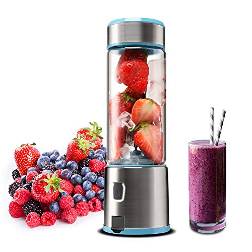 Product Cover Portable Glass Smoothie Blender, Kacsoo S620 USB Rechargeable Personal Blender Juicer Cup, Single Serve Fruit Mixer, Multifunctional Small Travel Blender for Shakes and Smoothies, with 5200 mAh Rechargeable Battery(Baby Blue)