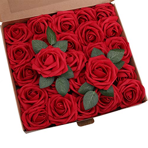 Product Cover YSBER Roses Artificial Flowers - 50Pcs Big PE Foam Rose Artificial Flower Head for DIY Wedding Bouquets Centerpieces Bridal Shower Party Home Decorations (50 PCS, Wine Red)