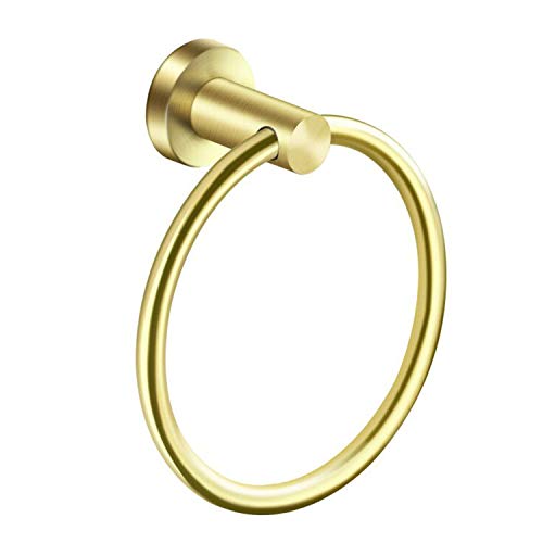 Product Cover Marmolux Acc Bathroom Round Towel Holder Ring Bath Hand Towel Rings Circle Towel Holders Door Hanger Towels Rack Heavy Duty Stainless Wall Mount Brushed Gold Finished