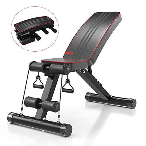 Product Cover Yoleo Adjustable Weight Bench - Utility Weight Benches for Full Body Workout, Foldable Flat/Incline/Decline FID Bench Press for Home Gym