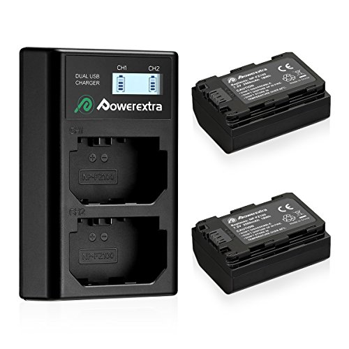 Product Cover Powerextra Replacement Sony NP-FZ100 Battery 2500mAh and Dual USB Charger Compatible with Firmware 2.0 Sony Alpha A7 III Battery, A7R III, A9, Sony Alpha 9, A7R3 Camera - Upgraded