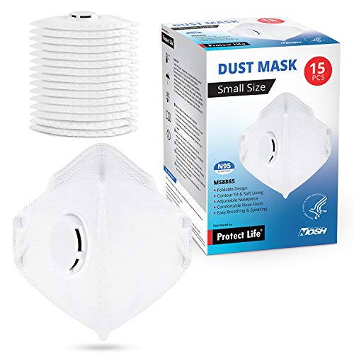 Product Cover Small Size Dust Mask - 15 pack - Safety N95 Particulate Respirator with Breathing Valve | 4-Layers Protection from Dust, Pollution, Allergens & more