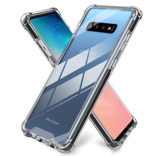 Product Cover Procase Galaxy S10 Case Clear, Slim Hybrid Crystal Clear TPU Bumper Cushion Cover with Reinforced Corners, Transparent Scratch Resistant Rugged Cover Protective Case for Galaxy S10 2019 -Black Frame
