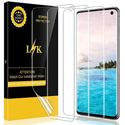 Product Cover (3 Pack) LK Screen Protector for Samsung Galaxy S10 2019, [Full Coverage] [in-Display Fingerprint] HD Clear Anti-Bubble Flexible TPU Film
