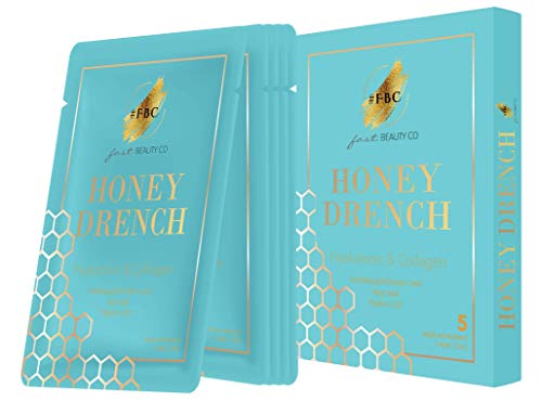 Product Cover Fast Beauty Co. Honey Drench 5Piece Box Hydrating Gold Honey Comb Masks With Hyaluronic & Collagen