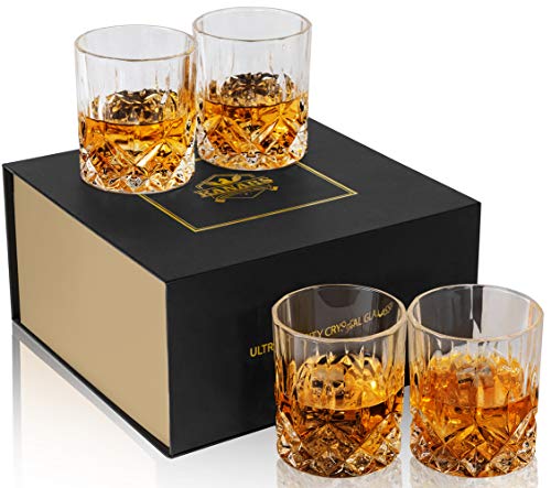 Product Cover KANARS Old Fashioned Whiskey Glasses With Luxury Gift Box - 10 Oz Rocks Barware For Scotch, Bourbon, Liquor and Cocktail Drinks - Set of 4