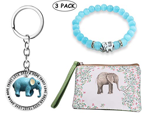 Product Cover Elephant Gifts for Women Lucky Elephant Keychain Elephant Bracelet Elephant Coin Purse Valentines Day Gifts Galentines Day Gift