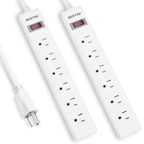 Product Cover BESTEK 6 Outlet Power Strip Surge Protector, 15A Power Strip with Mounting Hole, 2.6-Foot Long Cord, 200 Joules, UL and ETL Listed(2 Pack)