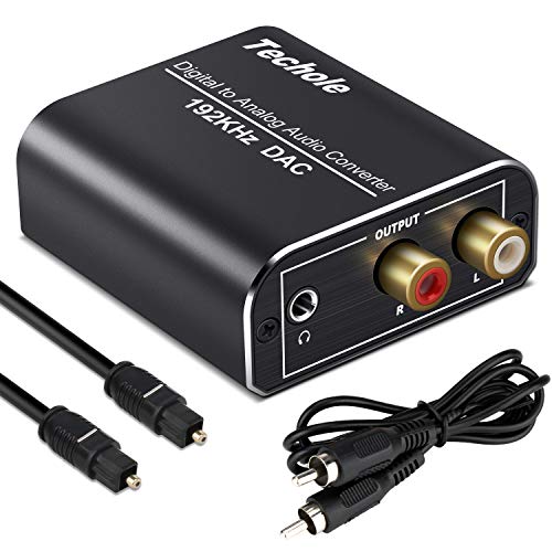 Product Cover Digital to Analog Audio Converter-192kHz Techole Aluminum Optical to RCA with Optical &Coaxial Cable. Digital SPDIF TOSLINK to Stereo L/R and 3.5mm Jack DAC Converter for PS4 Xbox HDTV DVD Headphone
