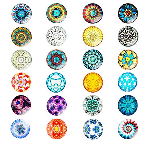 Product Cover 24 Pieces Beautiful Glass Fridge Magnets, Pretty Refrigerator Magnets for Office Cabinet Refrigerator Whiteboard Photo