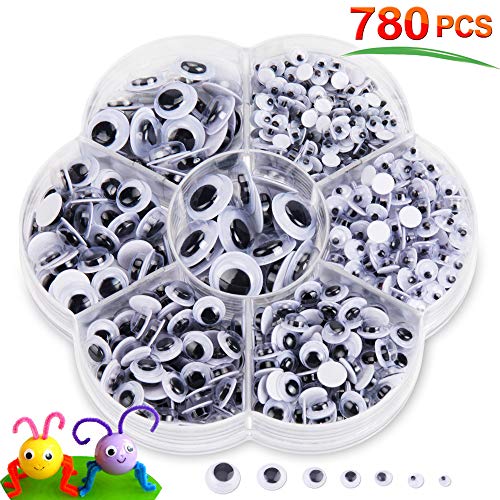 Product Cover 780pcs Googly Eyes with Self-Adhesive, Wiggle Eyes for DIY Scrapbooking Craft Sticker Assorted Sizes
