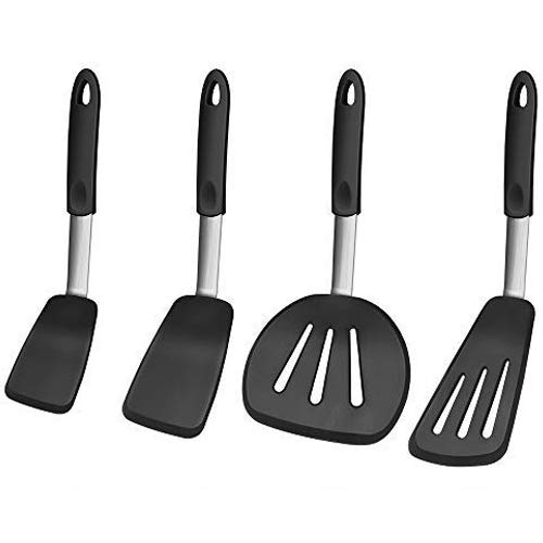 Product Cover GEEKHOM Silicone Spatula, 600 Degree Heat Resistant BPA Free Non Toxic Rubber Spatulas Set for Non Stick Cookware, Large Flexible Heavy Duty Turner for Cooking Flipping Fish Pancake Eggs - 4 Pack, XL